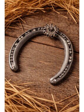 Mt Croix Forge Horseshoe Rhinestone Flower Western Lucky Decor 5"